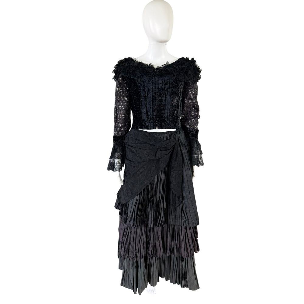 Opernhaus Zürich Theater Costume Black Victorian Gothic Lace Ruffle Stage Gown